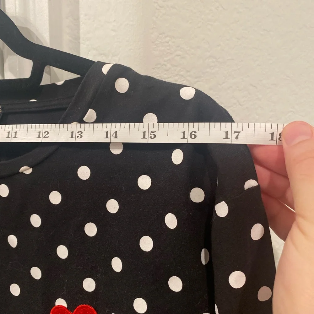Vecceli Italy Black and White Polka Dot Top with Red Heart size XL - Picture 6 of 6